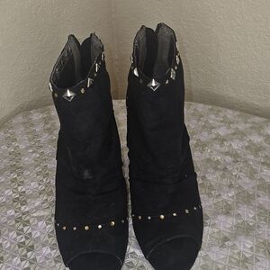 Essentials Black Studded Ankle Booties